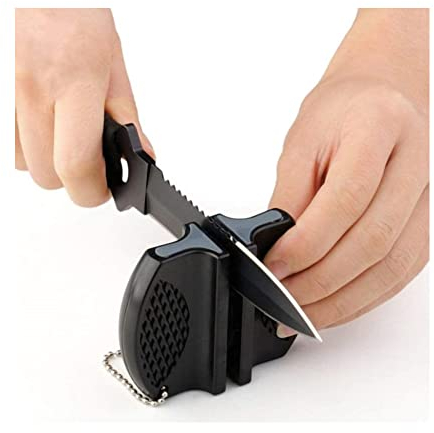 CHUANGOU Mini Afilador Afilador De Cuchillos de Cocina Portátil para Accesorios De Afilado De Cuchillos (Negro)
