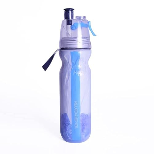 TECH DISCOUNT 500ml Bouteille d'eau gourde isotherme sport plastique réutilisable Double Paroi Gourde chaud/froid vaporisateur longue durée isolé (Bleu)