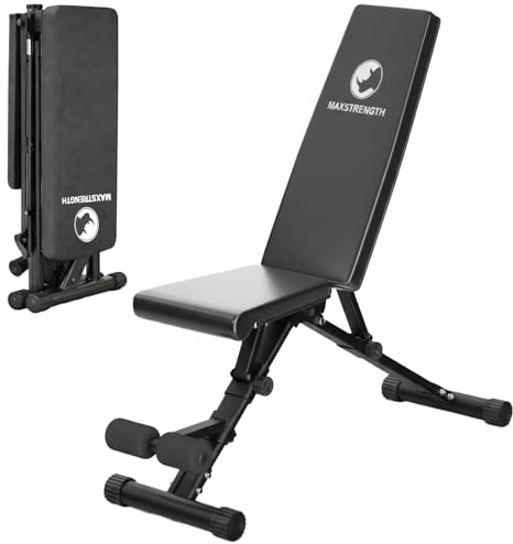 Max Strength Faltbare Hantelbank für Ganzkörpertraining, faltbare Neigung/Absenkung, weiche Bankpresse für Zuhause, Fitnessstudio, Fitness, Körpertraining (schwarz)