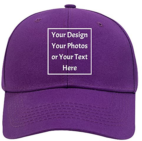 Custom Your Picture Text Logo Casquette de baseball unisexe réglable, violet, Medium