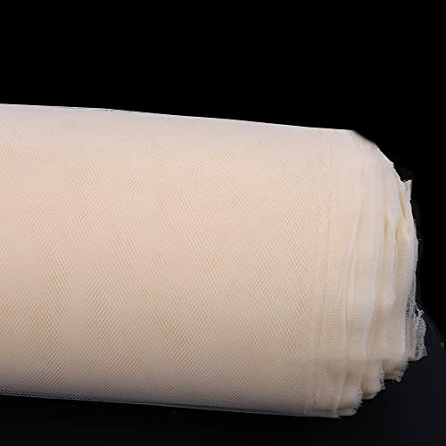 Wambere 160cm x 5m Tüll Stoff Dekostoff für Geburtstag Hochzeit Weihnachten Fest Kommunion Party Deko,Nähen von Brautschleiern Hochzeitskleid Tischläufer Tutu Röcken Geschenk-Schleife,Creme