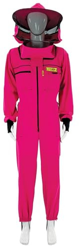 LYSON Imkeranzug mit Schleier, Handstulpen mit Daumenloch Imkeroverall belüftet Professionelle Imkerbekleidung mit abnehmbarem Hut Mütze PREMIUM, Rosa Grösse M