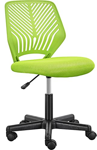 Yaheetech ergonomisch Schreibtischstuhl Bürostuhl ohne Armlehnen Drehstuhl mit Rücklehne Arbeitsstuhl höhenverstellbar 136 kg belastbar 50 x 55 x 79-92 cm Grün