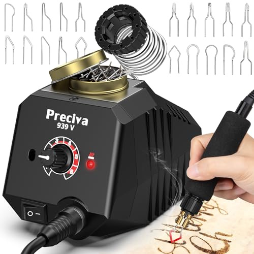 Wood Burning Kit, Preciva Temperature Adjustable Woodburner Pyrography Tool Kit with WoodBurning Station Kit, Fast Heating for DIY Engraving Craft