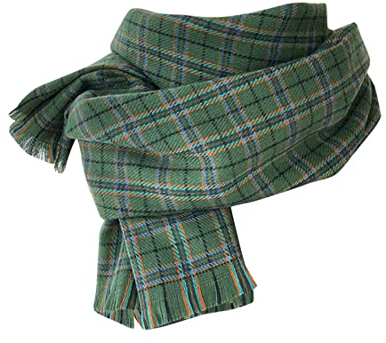 Damen Schal Kariert übergroßer Winter Schal Karo Wolleschal Frauen Deckenschal Soft Winterschal leichtes Tuch Winterschal Herbstschal Langer Damen Schal mit Baumwolle Fransen (Green, A)