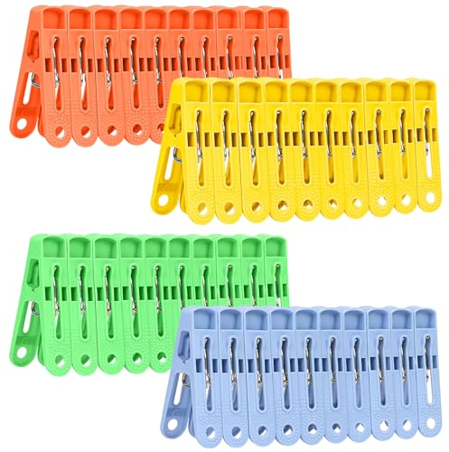 Bohoray 120 Pièces Pinces a Linge, Pince a Linge Solide, Pince a Linge Heavy Duty, Pince à Linge Extérieur, 4 Couleurs Epingles a Linge, Pinces à Linge pour Vêtements,Chaussettes, Serviettes