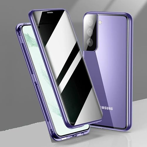 MEIQIBAO Hülle für Samsung Gala S23+ (6.6) Magnetische Adsorption Metall Stoßstange mit 360 Grad Schutz Ultra Dünn Transparent Gehärtetes Glas Unterstützt drahtloses Laden,Purple