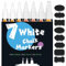 Dailyset Weißer Kreidestifte für Tafel Abwaschbar, 7 Kreidestift und 48pcs Etiketten, Kreidestifte für Fenster, Tafel, Glas, Spiegel, Gewürzgläser, Kreidemarker Weiss, Fensterstifte (3mm, 6mm, 10mm)