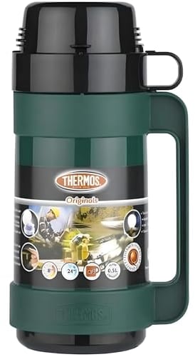 AMK® Thermos Mondial 0.5L Flask Vacuum Insulated Glass & Plastic Hot Cold Drink Assorted Colours Travel Camping Picnic