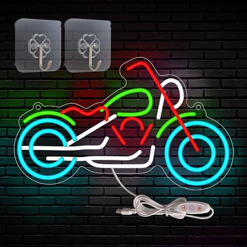 Anywin Motorbike Neon Signs, Motorcycle Night Light, Garage LED Signs with Dimmer for Wall Decor, Gifts for Men, Father, Harley Davidson Fans & Motorcycle Enthusiasts for Birthday, Father's Day, Xmas