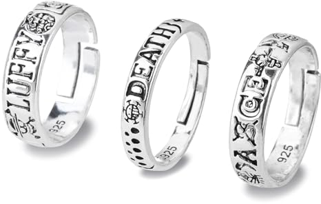 One Piece Cosplay Anime Ring,One Piece Luffy Anime-Ring,One Piece Ring,3pcs Anime-Ring,PQKL-party Cosplay Schmuck,für Männer Frauen,Accessoires Geschenk