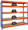 PROREGAL Profi Schwerlastregal Rhino EXTRA BREIT blau/orange HxBxT 180x200x60cm Fachlast 500kg 5X Spanplatten-Ebenen 8mm Garagenregal, Lagerregal, Steckregal, Weitspannregal