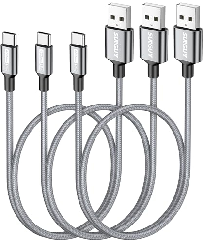 SUNGUY USB C Kabel [3 Stück 0,5m] USB C Ladekabel und Typ C Datenkabel für iPhone 16/15 Pro Max, Galaxy S24 S23 S22 S21 S20 Note10