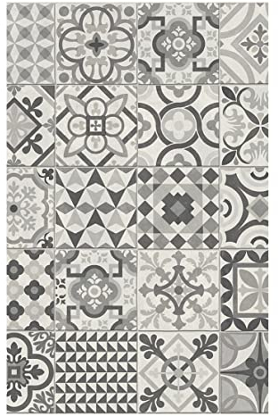 Tadi & Imperio1979 ALHAMBRA-05 Tapis en Vinyle hydraulique à Carreaux Multicolores pour Cuisine, Couloir, Toilettes, Chambres avec Envers PVC antidérapant