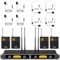 TONOR Sistema de micrófono inalámbrico UHF Diadema y Solapa duales, transmisores de petaca, Receptor Recargable, 4x5 Canales, Alcance 90M, grabación, Altavoces, Iglesias, Fiestas y mezcladores