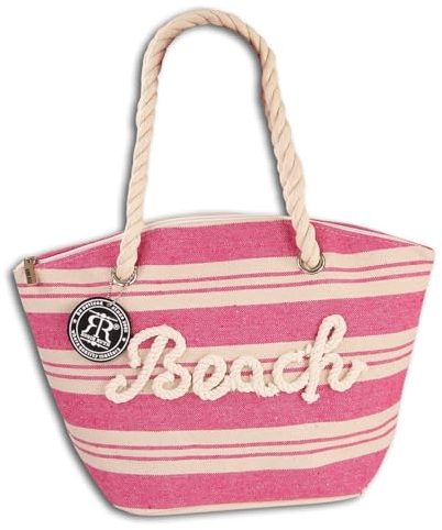 Robin Ruth Strandtasche Baumwolle Polyester rosa beige OTG2200A Baumwolle Strandtasche