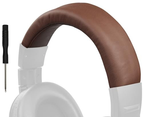 SOULWIT Copri Archetto in Pelle Proteica per Audio Technica ATH M40, M40X Cuffie, Parte di Ricambio del Cuscinetto della Fascia per la Testa-Caffè