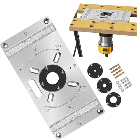 Oberfräsenplatte, Oberfräsen-Einsatzplatte | Holzbearbeitungs-Trimmbrett aus Aluminiumguss - Robustes Holzfräsbrett aus Aluminiumguss, rostfrei, mit Gravur, Präzision für Möbel und Holzbearbeitung