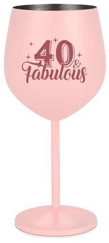 Livole 40th Birthday Gifts for Women, Ladies Birthday Gifts, 40 & Fabulous, Unusual Gifts for Mum on Her Birthday, 40th Wedding Anniversary Party Decorations, Mum Birthday Gifts, 18oz Wine Glasses