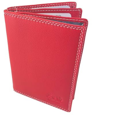 BUFFALO HILL L&B Collection Ausweis Hülle I Rindsleder Mappe I Echtleder Case I Hochformat Herren Etui I RFID-Schutz I Führerschein I Kreditkarte I 11 Fächer I 2397 (Rot)
