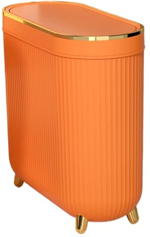 La poubelle orange can la poubelle de salle de bain peut mince poubelle peut 3,2 gallons de cuisine poubelle avec un couvercle de presse de poubelle à chambre à coucher pour la chambre à coucher po