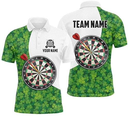 St. Patrick's Day Grünes Kleeblatt Dart Polo & Quarter-Zip Shirt – Individuelle Dart-Trikots für Herren & Damen L1479