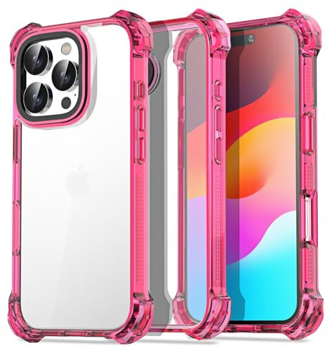 AICase Neon Hot Pink Bounce Case for iPhone 16 Pro Max, Cute Women Girly Girl Shockproof Translucent Protective Durable Trendy Pretty Aesthetic Hard Preppy iPhone Case for iPhone 16 Pro Max