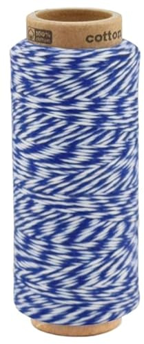 fuwi Baumwollkordel 1 mm - Baumwollschnur & Bäckergarn, 100 m zweifarbig - für Makramee, Geschenkband und Dekoration, 100% neue Baumwolle, matt und farbecht (1055 Weiß - Blau)