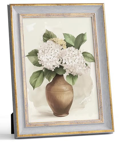 Afuly A4 Bilderrahmen 21x30 Vintage Grau Gold Bilderrahmen Retro Antike Shabby Fotorahmen Deko für Wand Tisch Family Freund Hochzeit Geburtstag Geschenke Muttertage für Mama Oma