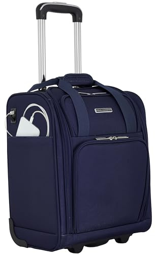 French Connection 16 Underseat Carry-On Luggage, Blue Depths, 16-Inch, 16 Underseat Carry-on Luggage with USB/USB-c Ports