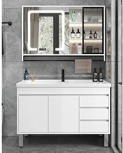 Modernes schwimmendes Badezimmer-Waschtisch-Set aus Holz mit Keramik-Spüle, Wandmontage, Spiegelschrank, Waschspüle, Vorbereitung, Handwaschstation, Wandmontage, 70 cm
