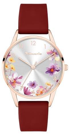 Tamaris Damenuhr - Damen Armbanduhr u.A. in Silber, Gold, Roségold, Schwarz, Blau, Rosa, Burgundy, Grün - Gehäuse rund & eckig auch mit Blumen-Motiven, Wasserfest