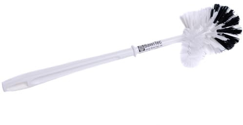 20 Stück BawiTec WC-Büsten Kunststoff weiß-schwarz 365mm mit Randreiniger ppn Toilettenbürste WC-Bürste Rundkopf 80mm Ersatz Ersatzbürste