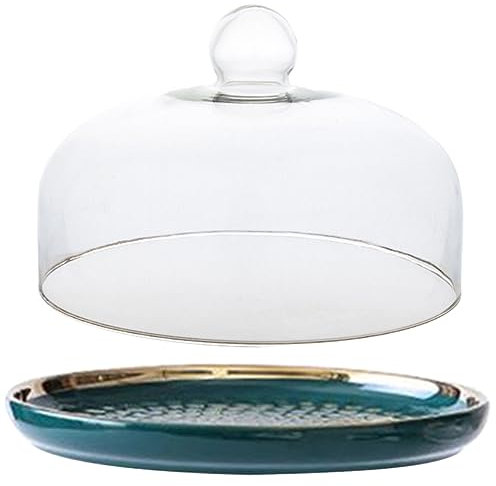 FONDOTIN Elegante Alzata per Torta con Coperchio A Cupola Piatto da Esposizione per Torta da Dessert Nero Vassoio Decorativo da Portata per La Cucina