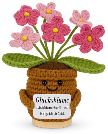 Glücksmoment Pocket Hug Positive Glücksblume, Glücksbringer und Kleine Umarmung, MutmacherGeschenk, Gute Besserung Geschenk, Kreative Strickwolle Blume Figur, Einschulung Geschenk