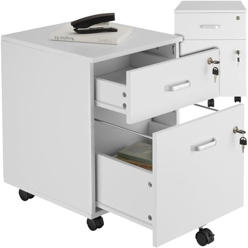 TecTake® Caisson Bureau Meuble de Rangement Industriel 40x44x54,5 cm Verrouillable Meuble tiroir Rangement Bureau avec 2 Tiroirs pour Range Document Support imprimante Organisation