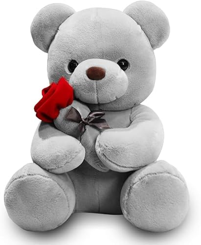 DOVMEWO Ours en peluche avec jouet rose (gris-XL)