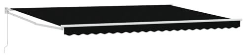 vidaXL Toldo Retráctil Manual Negro 500x300 cm, Tela de Reemplazo para Toldo 5x3 m Negro