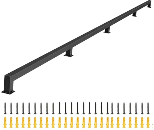 Square 2FT~10FT Modern Iron Pipe Handrail Set, Staircase Banister Hand Rails for Indoor Stairs,Deck,Slope, Wall Moun Stair Railing Safety Hand Rail Balustrade Foot Rail Support(6ft/180cm)