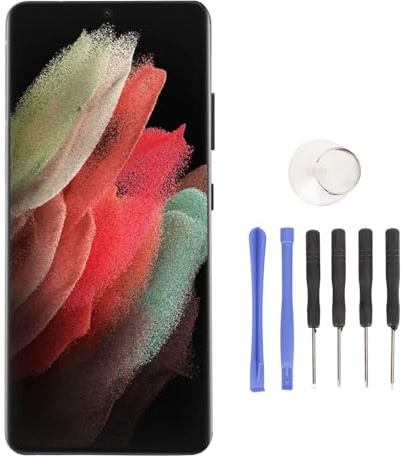 ciciglow Remplacement de L'écran LCD, Ensemble de 6,8 Cadre Assemblage D'écran LCD et Numériseur à écran Tactile avec Kit D'outils de Réparation pour S21 Ultra 5G G998B G998U (Black)