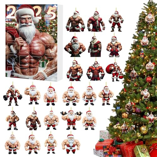 Christmas Countdown Spielzeug 2025 2D Acrylic Muskel Weihnachtsmann