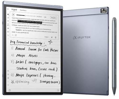 iflytek AINOTE Air 2 Tablette E-Ink 8.2 – Prise de Notes & Papier Numérique avec Stylet, Enregistrement AI, Transcription Multilingue, Lecture et Gestion des Tâches