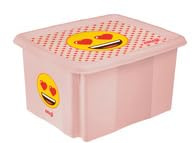 keeeper karolina Aufbewahrungsbox, Deckel, 24 l, Emoji Hearts, Nordic Pink | Platzsparend aufeinander stapelbar, Griffmulden an den Seiten, Optimaler Staubschutz, Sichere Konstruktion