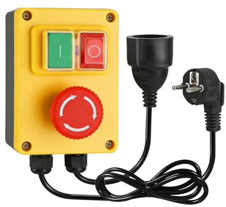 Einphasige Ein Aus Schalter 250V 16A Notausschalter Maschinenschalter, Nullspannungsschalter Mit Steckdose, Sicherheitsschalter, Elektromagnetischer Druckschalter Für Frästische Elektrischen Geräten
