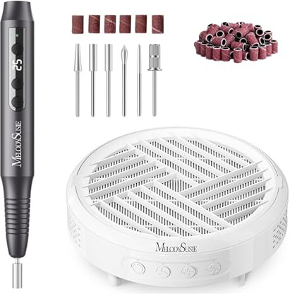 MelodySusie PC180G Nail Drill 20000RPM E File Black and MelodySusie Compact Hpro Nail Dust Collector for Beginners