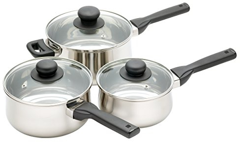 KitchenCraft Jury Casseroles en acier inoxydable résistantes à l'induction, lot de 3