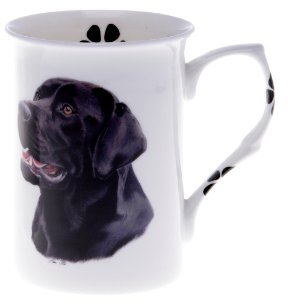 (BB38) SINGLE BONE CHINA BEAKER/ MUG/CUP BLACK LABRADOR Hand decorated Kirsty Jayne China