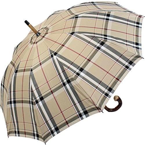 Doppler Manufaktur Herren Regenschirm Kastanie Schirm - Karo beige