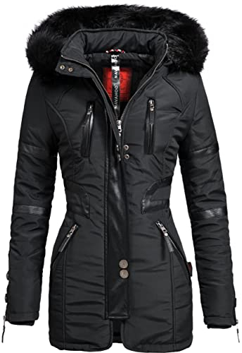 Navahoo Damen Mantel Winterjacke Kurzmantel Moon Schwarz Gr. XS