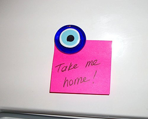 Evil Eye Glasmagnet, dekorativ, türkisch – griechisch – jüdisch – christlich – 3,8 cm handgefertigtes Ornament (einfarbig)